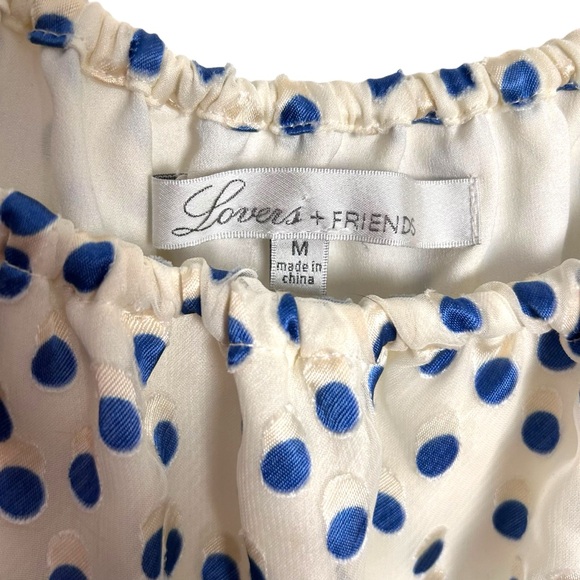 Lovers + Friends Blue & White polka Dot Stretchy Dress EUC SZM - Picture 4 of 7